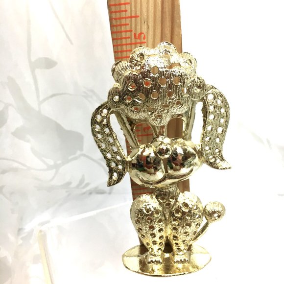 Torfino Kitsch 50's Poodle Earring Stand Gold Tone Metal Vtg 80s - Picture 7 of 7